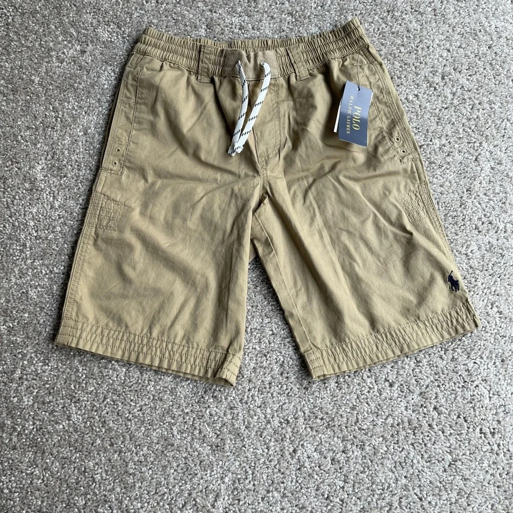 Polo Ralph Lauren Shorts Kids 10 Beige Chino Twill Elastic Waist Drawstring